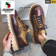 Western Region Camel (Vancamel) Echte Lederschuhe für Herren Martin Workwear Schuhe Low Top Retro Britisch-Trendy Herren lässiger Sommer neue atmungsaktive große Zehenschuhe gelbbraun (Lederschuhe Größe ist eine Größe größer als Sportschuhe 41