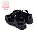 Fuluo Mi Girls' Leather Shoes Spring and Autumn New Rhinestone Bow Black Performance Shoes Soft Sole Princess Shoes Black 35