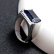 Li Shen men's ring sterling silver inlaid with tanzanite sapphire trendy men's rectangular colored treasure personalized and domineering men's ring with adjustable opening and adjustable ring ring