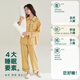 Anzhiban JuhaoSleep Couple Pajamas Spring and Autumn Ann Style Waxy Cotton Casual Loose College Style Ladies Home Clothes Set (Female) Maltose Yellow-Soft Anti-Wrinkle XL