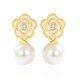 Wanlifu S925 silver French camellia earrings for women retro flower pearl earrings niche design earrings new style EY653 gold (with plastic ear plugs) 925 silver