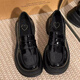RXXBFB thick-soled loafers women's 2025 spring and summer new high-end women's singles shoes jk uniform with skirt British style leather shoes gloss black 38 (240mm)