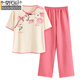 
Modal short-sleeved pajamas for women in spring and summer thin imitation cotton trousers new Chinese style summer women's home clothing set LZY9905 M (recommended 75-95Jin [Jin equals 0.5 kg])
