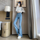 Jean ankadan plus en velours pour les femmes en automne et hiver nouveau chaleur haute chaleur épaissie pantalon éloigné slim.