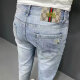 Jeans bordados de moda xcfreht Manteneros bordados Pantalones de pies delgados de estilo coreano para hombres de color