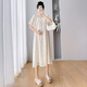 Geman maternity dress summer loose large-size top covering belly summer skirt puff sleeve maternity dress summer skirt off white skirt (recommended 120-140 Jin [Jin equals 0.5 kg])
