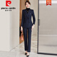 Pierre Cardin premium blazer women's autumn and winter style commuting professional suit slim woolen suit workplace business formal wear navy blue suit + pants M