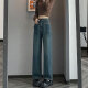 Jeans de Heng Yasheng para mujeres con una nueva versión estrecha de WAIST RETRO RETRO PEQUEÑA VERSIÓN DE PANTANTES DE MOPPING Spring y Autumn Rectura para que se vea delgado 679 Jeans azules y grises de piernas ancho 2XL adecuadas para 125-140Jin [Jin equivale a 0.5 kg]