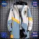 NASALIKE official trendy brand mid-length windbreaker jacket men's spring and autumn winter large-size hooded jacket student graffiti plus velvet jacket N73 white (spring and autumn style) XL (168-175cm 120-140Jin[Jin equals 0.5 kg])