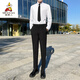 Vogelscheuche Geschäftsleute Vertriebsarbeit formelle Kleidung weiße Hemdanzug Hosen College Student für Interview Shirt Anzug Set weiß C01 Pocket Long Shirt + Schwarze Hosen Geschenkkrawatte xl
