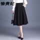Jupe noire haut de gamme de Yu Guifei Spring et automne, Nouvelle jupe 2024 jupe en moyenne, jupe plissée de grande taille de grande taille 6630 Black (Longueur de la jupe 75) xl