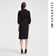 Ellassay [gleiches Modell in Tong Yao] Frühling neuer zweifarbiger Drei-Essigsäure-Kleid für Frauen EWF351Y15100 Classic Black XS