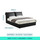Lin's home leather bed can be folded and packed with a large bedside bed, cowhide soft bag 1m 8 ribs double bed PC835 black tea floor bed 1.8*2m