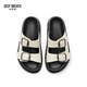 
DEEP BREATH Deep Breath Women's Shoes Double-button Open-toe Casual Cool Sandals Slippers AX14107 White 35