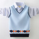 Xin Yueqing Boy Pullover Pullover Strick -Pullover Herbst und Winter neuer Stil mittel- und großer Kinderhemdkragen gefälscht zwei modische kleine Jungen Weste 605 Marine (hinzugefügte Samt) 170 cm
