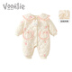 Fanli baby clothes winter clothes newborn baby girl onesie plus velvet clamp cotton yarn out to hug winter cotton clothes M3894 pink 90cm