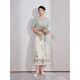 
Pink blue wardrobe 2024 summer new style new Chinese style bamboo photocopy horse face skirt women's tulle skirt 5A2Q690 Vanilla apricot L