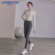 Cote du Lan brand yoga suit women's long-sleeved autumn and winter new fitness sportswear suit with chest pad Pilates training suit milky white top + dark gray high-waisted tights S