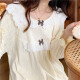 
TULX pajamas for women's palace style autumn women's sweet small 2023 new cotton long-sleeved home clothes spring and autumn style apricot color 6210#[33Y] XL 115-130Jin[Jin equals 0.5 kg]