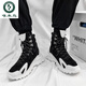 Woodpecker Martin boots men's spring and autumn winter men's shoes high top men's work boots long tube plus velvet cotton shoes Internet celebrity motorcycle leather boots white and black-added velvet style 43