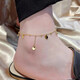 Fat Donglai quality AU750 anklet K gold 18 color gold love bell tassel female rose gold gold sense chain trend 18K gold love bell anklet 26cm
