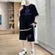 Schüler der Juemingway High School Trendy Marke kurzärmelig T-Shirt Boy Sommer zweiteiliger 1215 Jahre alter Sweatshirt 9928 Schwarz (Kurzarm + Shorts) 2XL (130-150jin [Jin entspricht ca. 0,5 kg]))