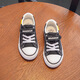 Pull back children's shoes girls canvas shoes 2025 spring and autumn new children's sneakers medium and large children's shoes summer boys' canvas shoes black 37 inner length 23/suitable for foot length 22.5