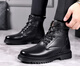 
Western Region Camel Martin Boots Men's Genuine Leather Military Cruiser Wool Cotton Boots Winter Warm Plus Fleece Men's Shoes Cowhide Casual Snow Boots 3519 Black [Fur Integrated Flat Sole] 38