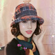 Gu Wenlun's hat with wig for middle-aged and elderly women in autumn and winter all-in-one fashion mother's short curly woolen hat thickened casual fisherman khaki hat 15cm curly hair (dark brown) hairnet