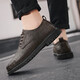 Nuevos productos para zapatos para hombres zapatos de cuero casual Versión coreana para hombres zapatos formales para hombres Versátiles zapatos de suela plana 9920 caqui 40