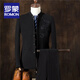 ROMON Chinese tunic suit for young men Chinese suit suit men Chinese stand collar casual jacket wedding dress two-piece trendy gray-TZ109 suit + pants XL 135Jin Jin equals 0.5 kg for inner wear
