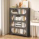 Yushili Haushaltstahl Bücherregal Lagerregal bodenhaftes Wohnzimmer ausgelöschtes Türstaubdichte mehrschicht mehrschichtiger Aufbewahrungsschrank Rack Kinder Bücherregal Lichtbogen Elegant Weiß 5 Tür-1695*900*350mm