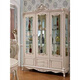
Zhen Yiju European wine cabinet against the wall household living room glass display cabinet American luxury decorative cabinet with door sideboard Ivory white carved gold 897 (1.35 meters