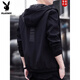 Playboy Spring and Autumn Thin Men's Jacket Coat Casual Sports Suit Outer Men's Baseball Uniform Hooded Autumn and Winter Velvet Jacket #Gray XL Recommended 115-130Jin Jin equals 0.5 kg