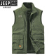JEEP SPIRIT吉普男士马甲春秋季新款户外工装马夹休闲大码运动中年背心外套 677黑色 3XL (156-170)