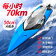 Sweet Miaomiao remote control boat, large horsepower, water large high-speed speed boat charging, can be launched into the water for children's boy ship model toys Mini-Blue super power (single ship) Single battery package + charging cable + warranty