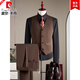 Pierre Cardin double-breasted wool suit men's suit business formal high-quality slim plus size groom's wedding suit three-piece black suit + trousers + vest 2XL (140-155Jin Jin equals 0.5kg)