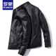 Romon Lederjacke Herrenherbst- und Winter Trendy Marke plus Samt Motorrad Lederständer Halsband Kleidung Frühling und Herbst hübsche Herrenkleidung 9923# Black XL 125-140jin [Jin gleich 0,5 kg]