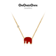 Mu Qian ONONESOWN baby elephant necklace 925 silver plated 18k gold red agate pendant New Year girlfriend gift gold/red agate