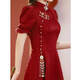 Seidler Cheongsam Toast Clothing Bride Engagement Vestido rojo Vestido pequeño Return 2025 El nuevo estilo se puede usar en el verano Borgoña XL (sugerido 116-125 Jin [Jin equivale a 0.5 kg])