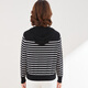 Pash Greater Hoodie Frauen 100% Wolle 25 Frühling neuer Kapuzenstreifen Top Strick Sweater PR-1047 Weiß L.