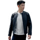 Customized He Came from the Fire Lin Luxiao and Huang Jingyu's same style leather motorcycle black stand-up collar leather jacket for men Huang Jingyu stand-up collar leather jacket 2XL