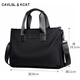CavlslKcat canvas briefcase men's handbag casual business office computer bag large capacity business trip shoulder crossbody backpack black large bag 15.6 inches 39*11*29cm