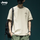 JEEP SPIRIT吉普三本针重磅短袖T恤男宽松大码半袖体恤新款美式印花上衣 T1506黑色 M