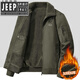 JEEP SPIRIT Autumn and Winter Cotton Clothes Men's Velvet Thickened Warm Cotton Clothes Large Size Loose Jacket Workwear Cotton Jacket Camel Model 7937A Velvet L Recommended 130-150 Jin Jin equals 0.5 kg