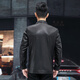 ARMANI EXCHANGE Armani Haining first-layer cowhide lapel black slim business leather jacket mid-length zipper leather jacket black L 170