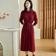Misshine 2024 autumn new style retro plaid dress design pleated knitted skirt for women 3523 red S