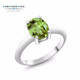 GEM STONE KING 1.8 carat green peridot ring, single inlaid with 925 silver colored gemstones for women, a Valentine's Day gift for your girlfriend, US No. 5