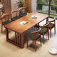GIVANSH New Chinese Dining Table Home Dining Table Chair Combination Simple Living Room Large Board Reading Table Workbench Integrated Solid Wood Desk CR9901# Walnut Color Single Table 140x80x75cm