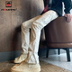 AEMAPE white slim jeans men's American vibe style pants handsome 2025 new upgraded micro-flare straight pants men's white (K838) M 90-110Jin[Jin equals 0.5 kg]